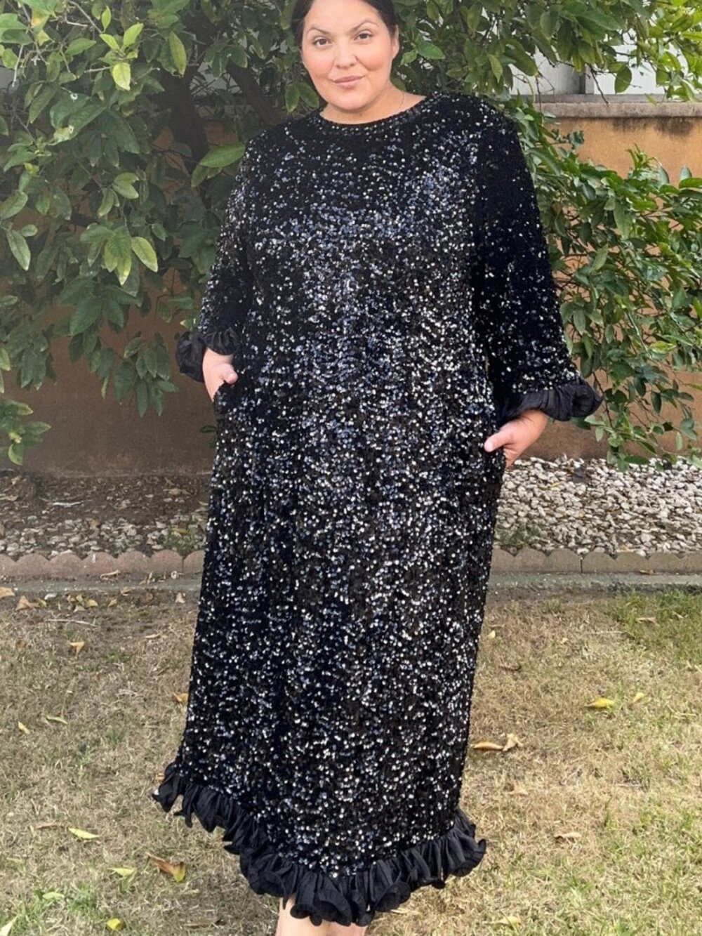 FRANCES VALENTINE Plaza Sequin Midi Dress Plus Size
